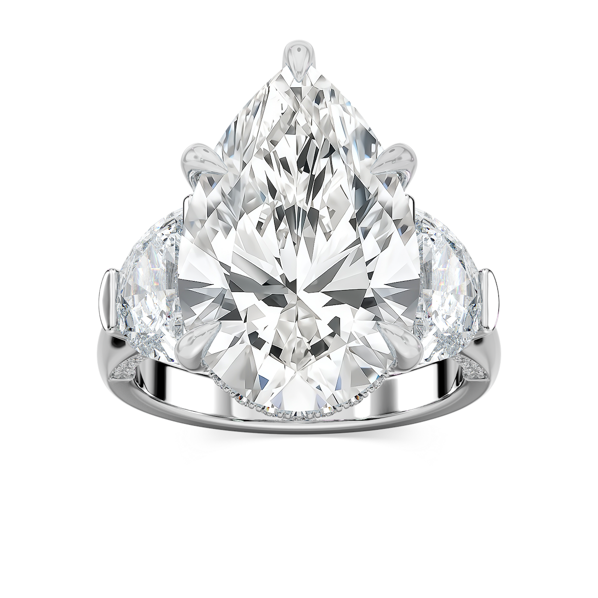 Poppy 13 ½ ctw Pear Lab Grown Diamond Hidden Halo Engagement Ring - Signature Collection