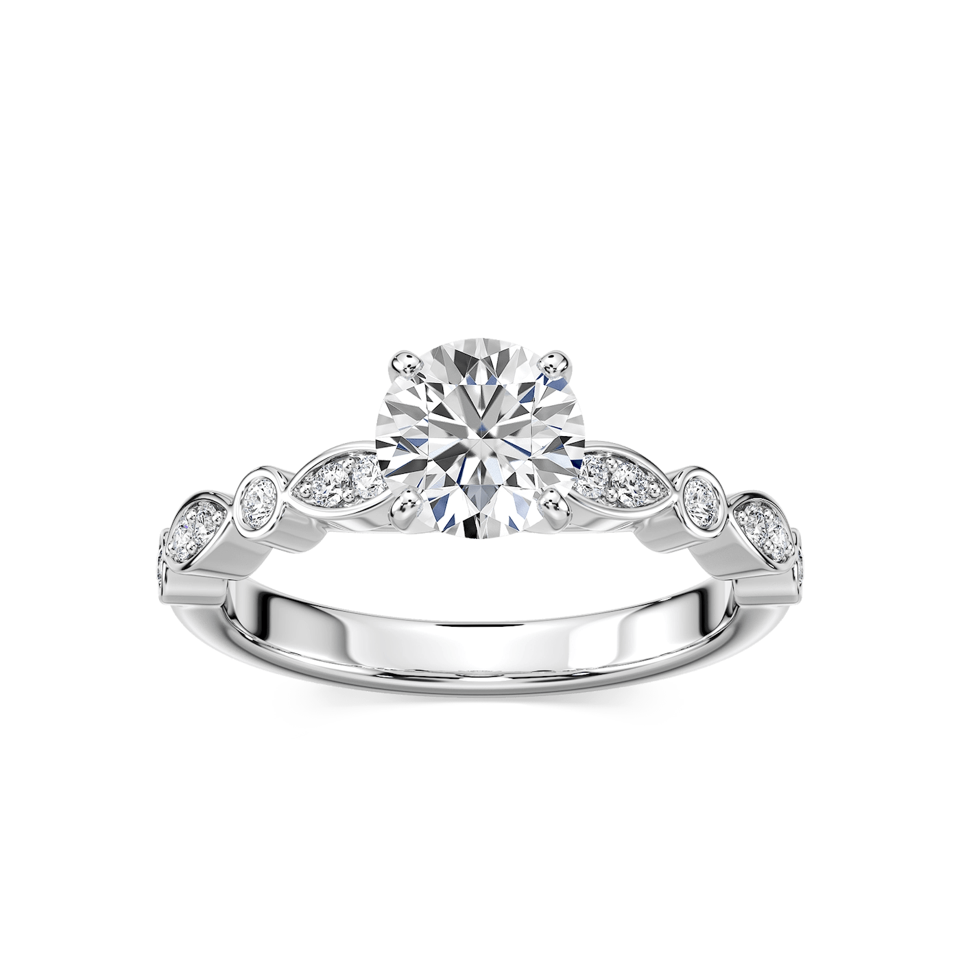 Precious Lab Grown Diamond Side Stone Engagement Ring