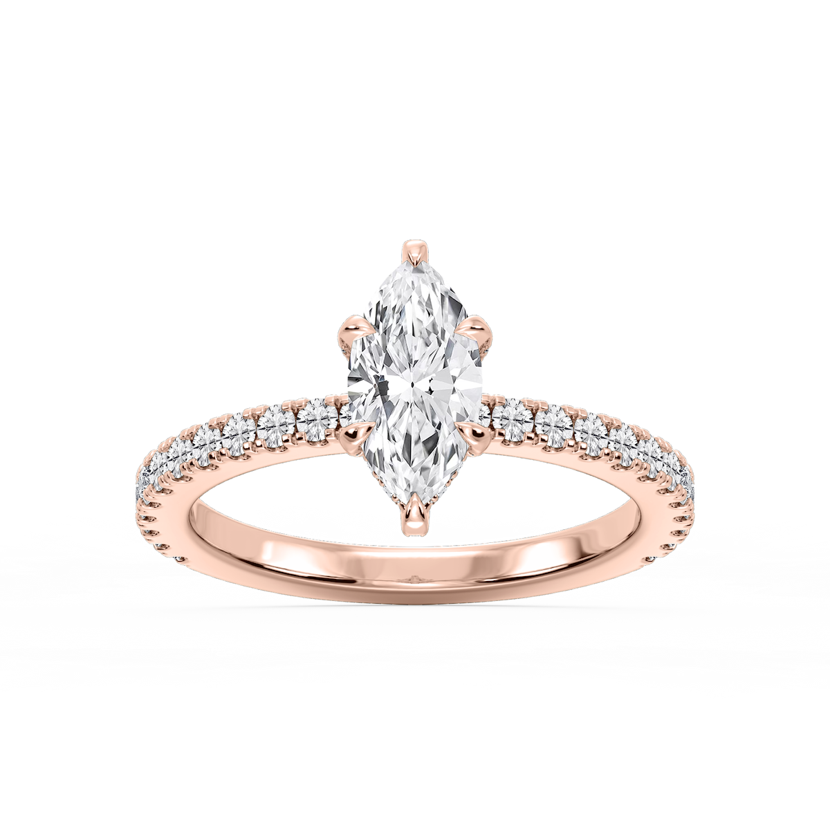 Presley Marquise Lab Grown Diamond Claw Prong Hidden Halo Engagement Ring