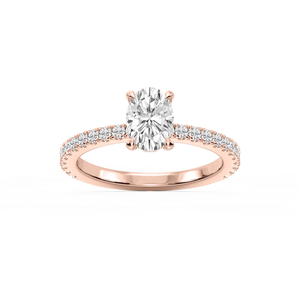Presley Oval Lab Grown Diamond Claw Prong Hidden Halo Engagement Ring