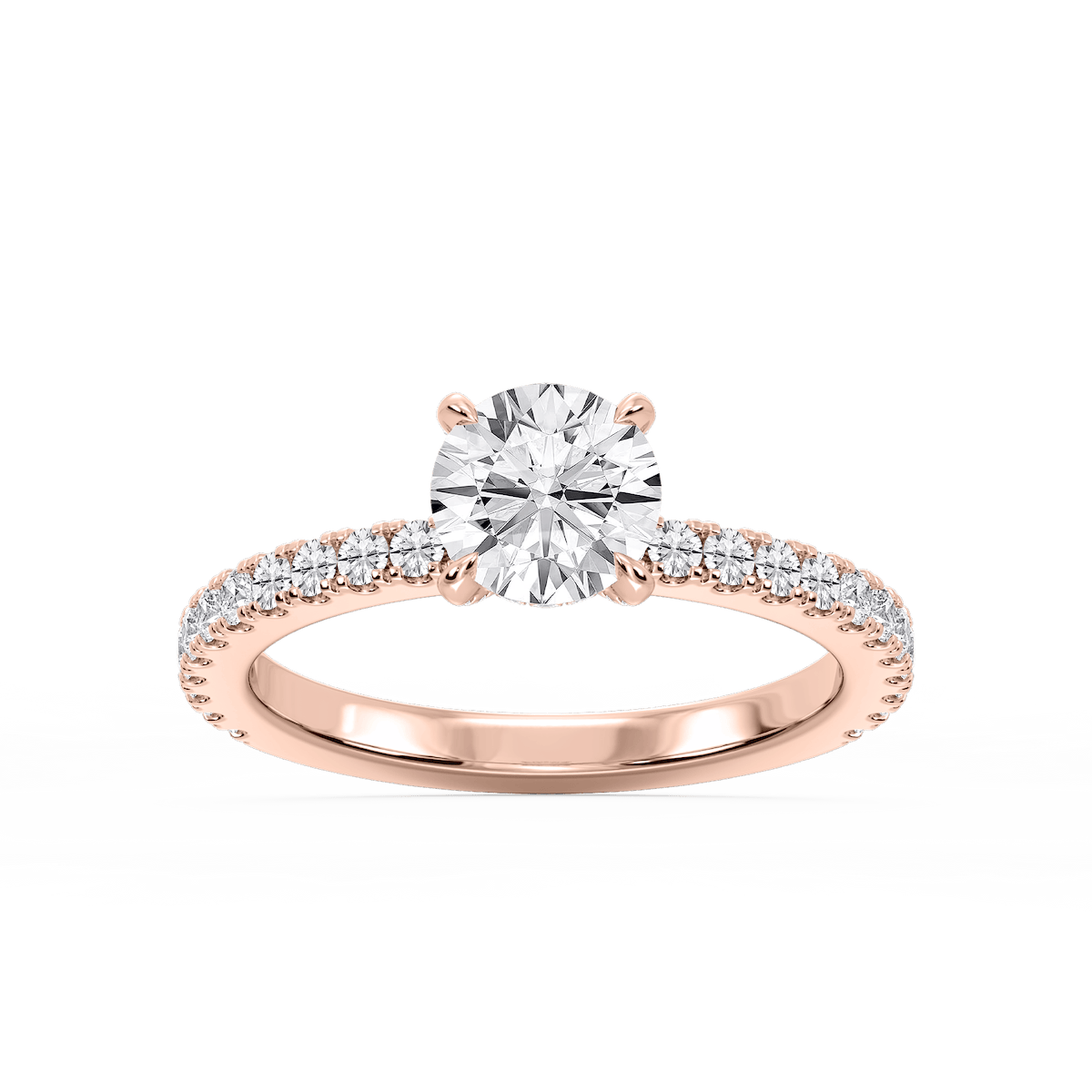 Presley Round Lab Grown Diamond Claw Prong Hidden Halo Engagement Ring
