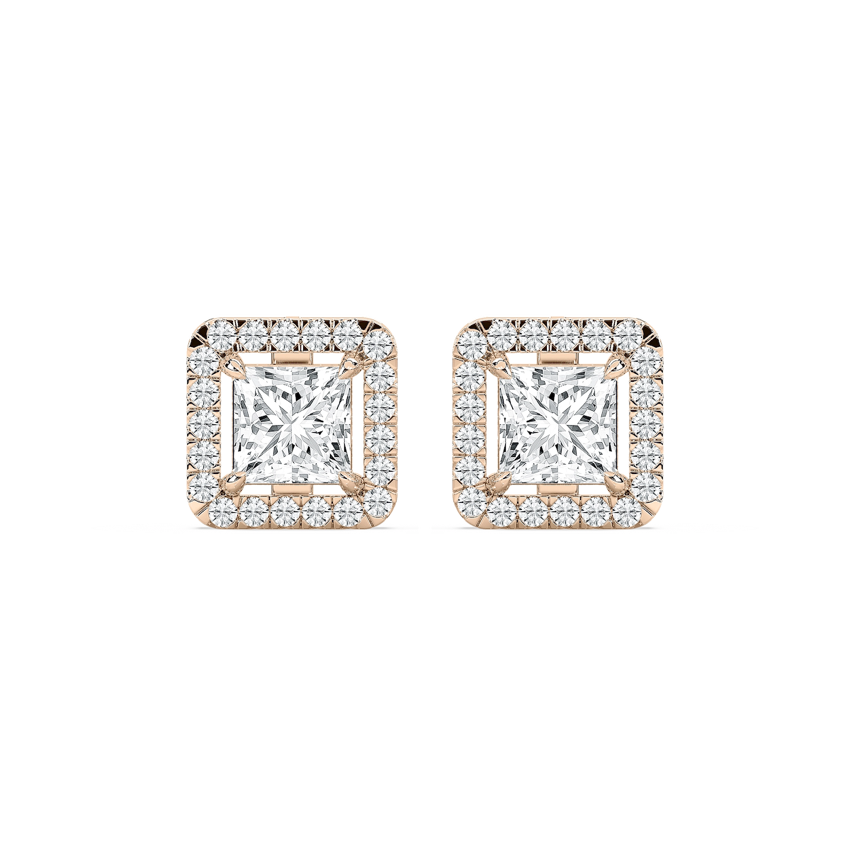 2 ⅓ ctw Princess Lab Grown Diamond Halo Stud Earrings
