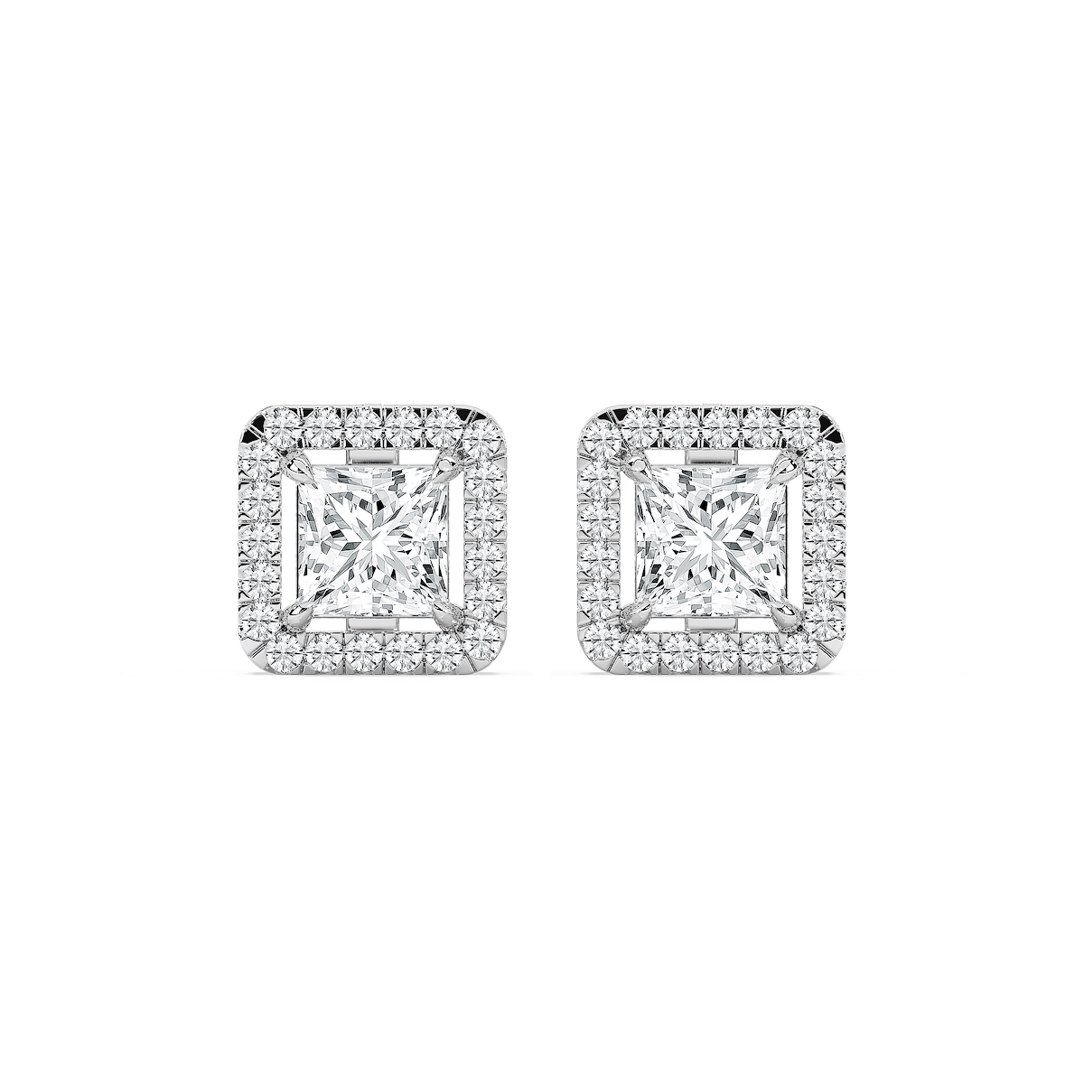 2 ⅓ ctw Princess Lab Grown Diamond Halo Stud Earrings