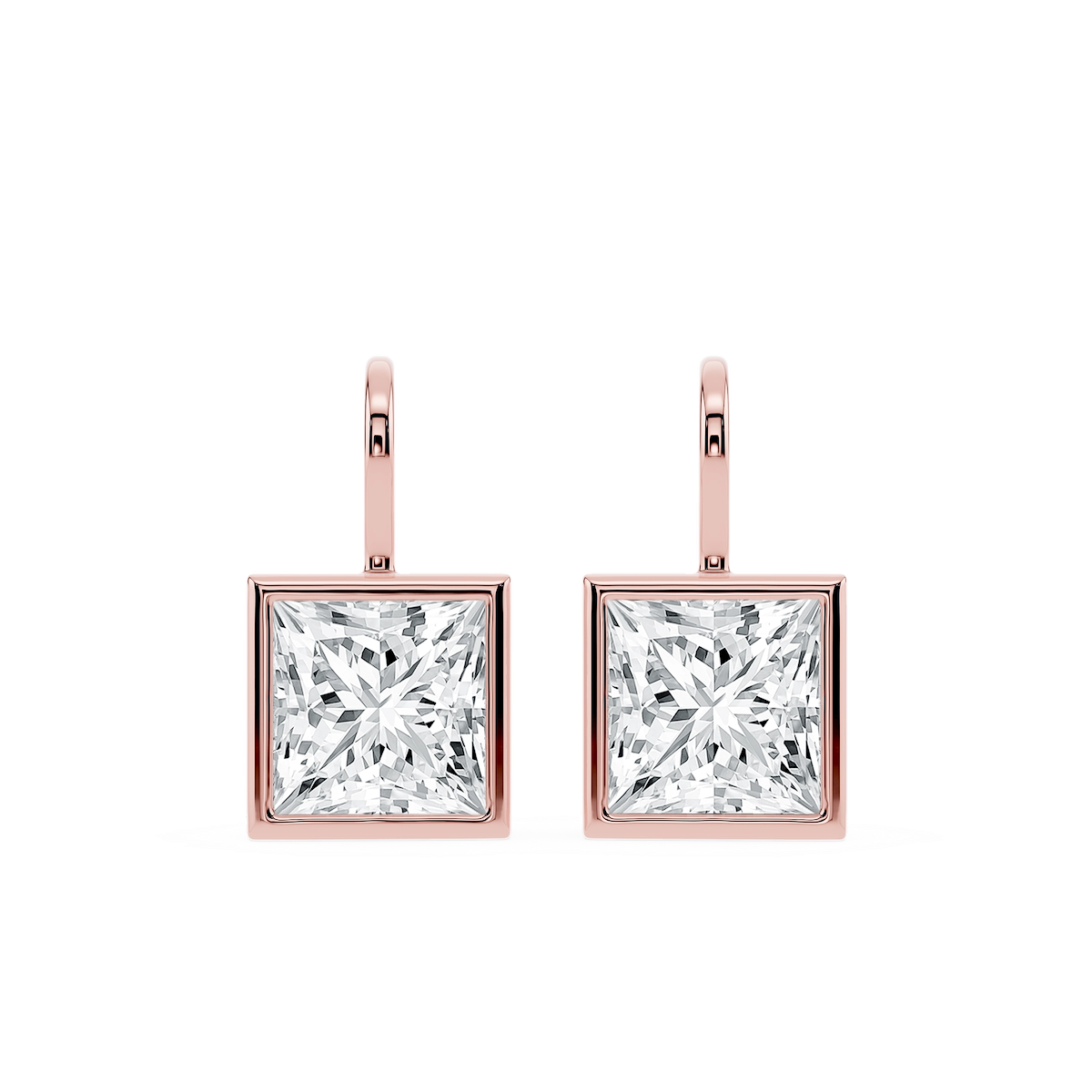 Princess Lab Grown Diamond Bezel Drop Earrings