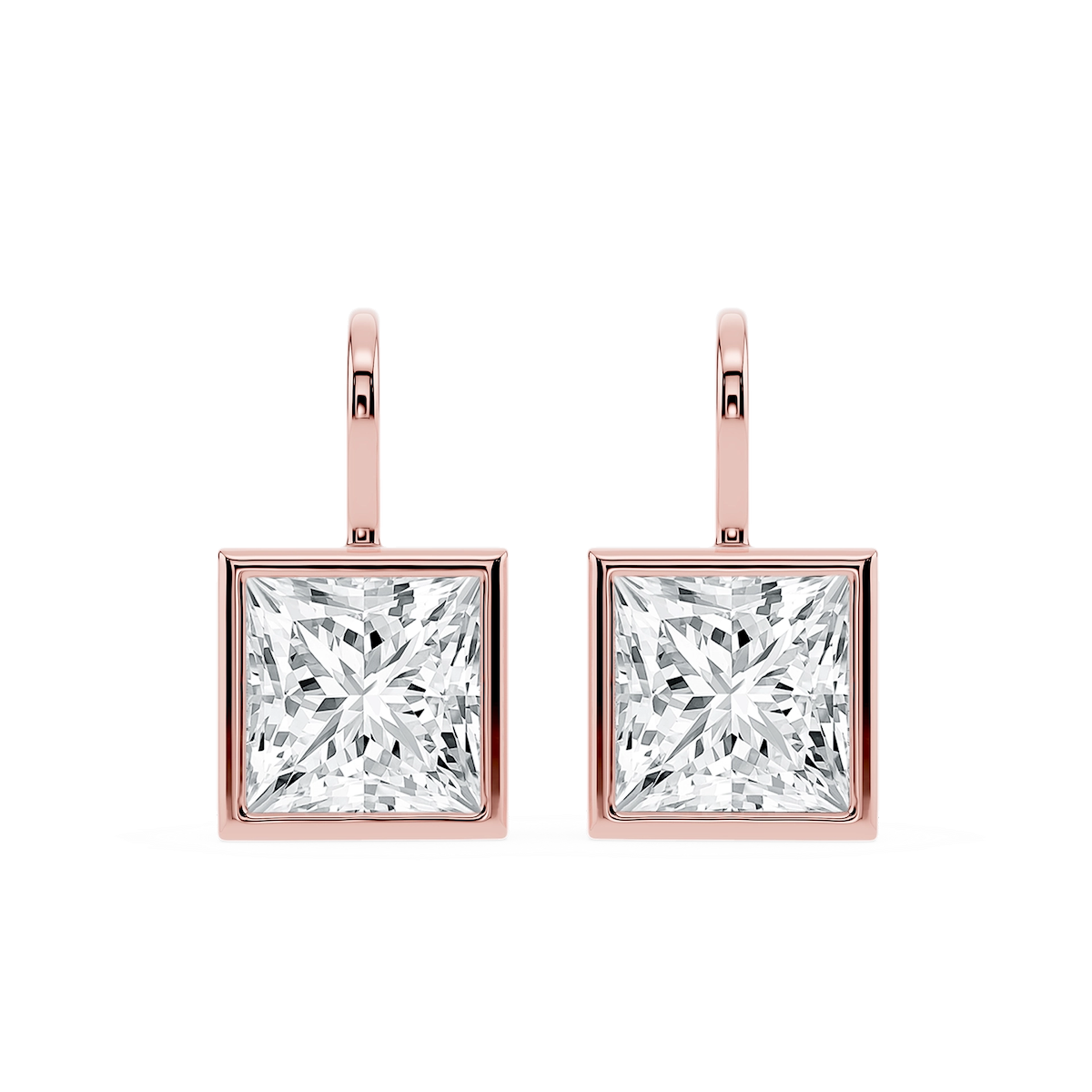 Princess Lab Grown Diamond Bezel Drop Earrings