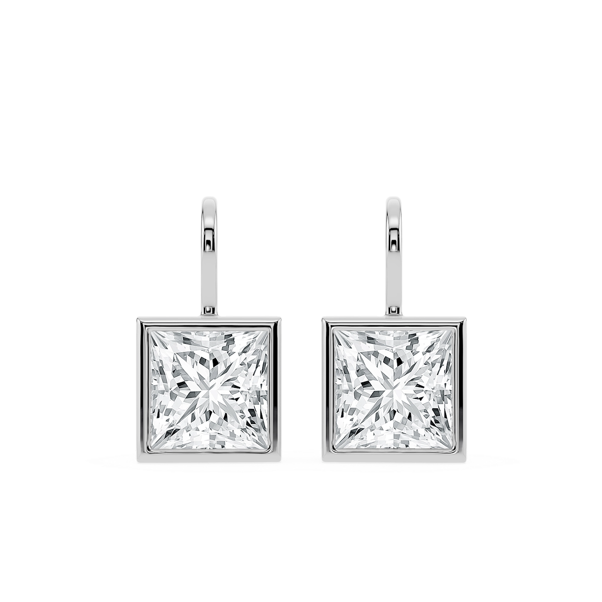 Princess Lab Grown Diamond Bezel Drop Earrings