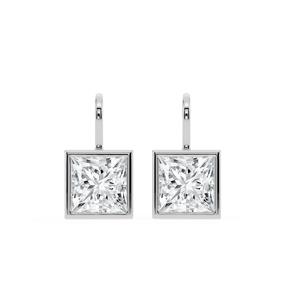 Princess Lab Grown Diamond Bezel Drop Earrings