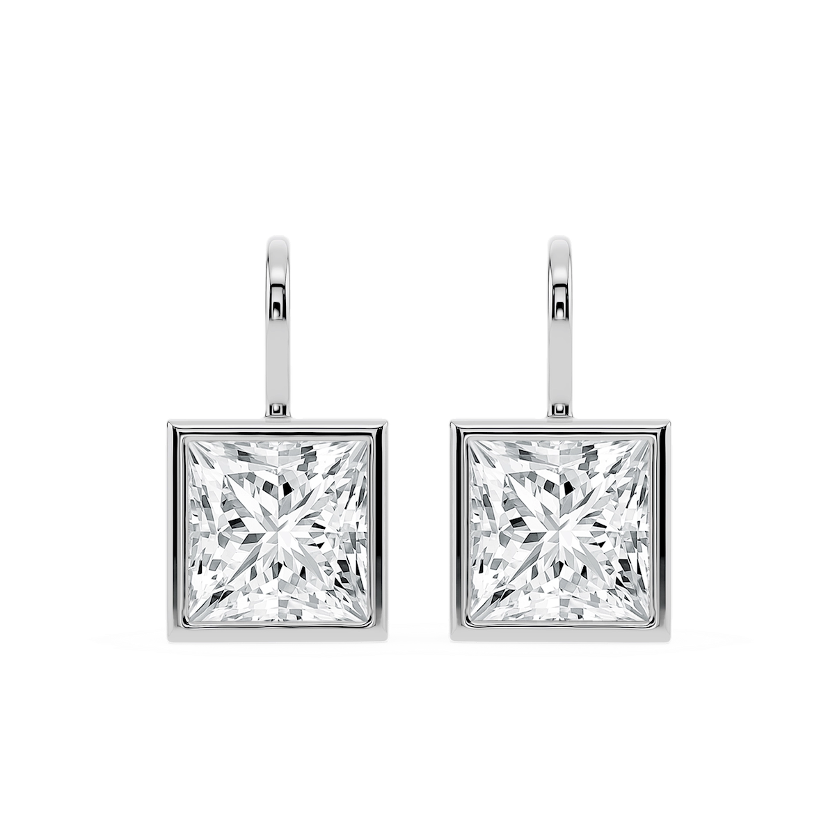 Princess Lab Grown Diamond Bezel Drop Earrings