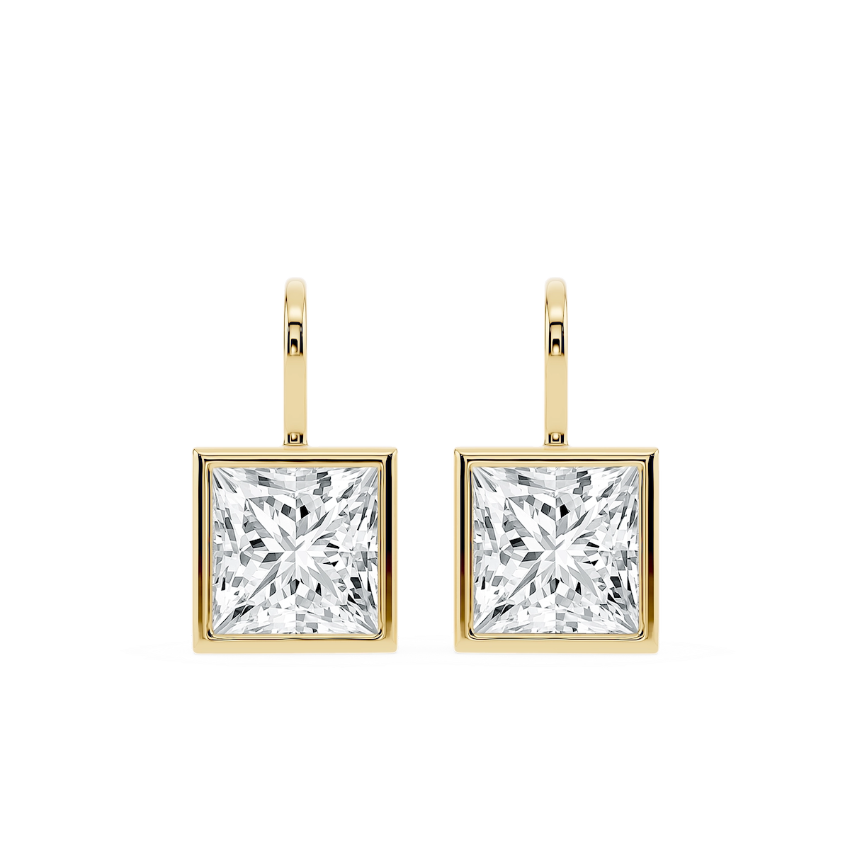 Princess Lab Grown Diamond Bezel Drop Earrings