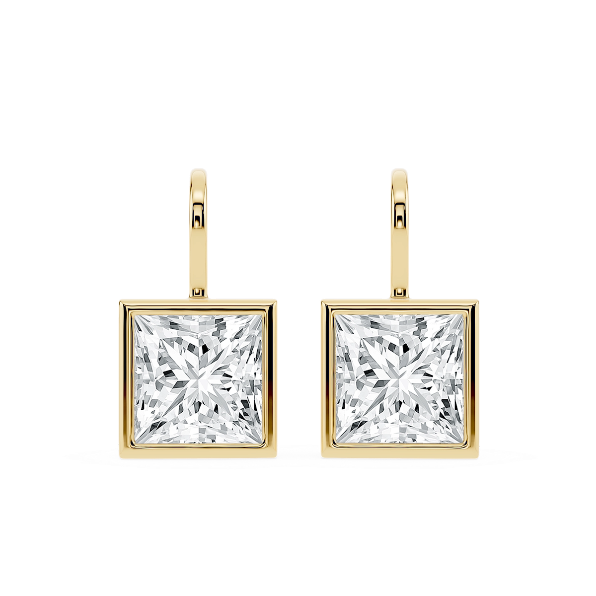 Princess Lab Grown Diamond Bezel Drop Earrings