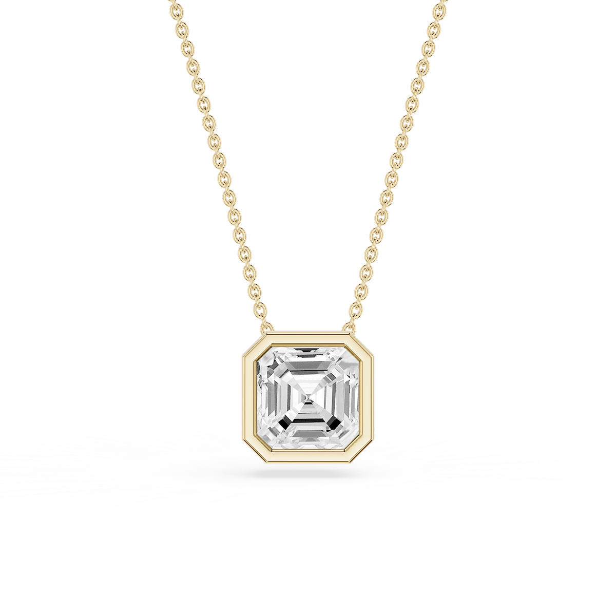 Princess Lab Grown Diamond Bezel Solitaire Slide Pendant - 16 to 18 Inches