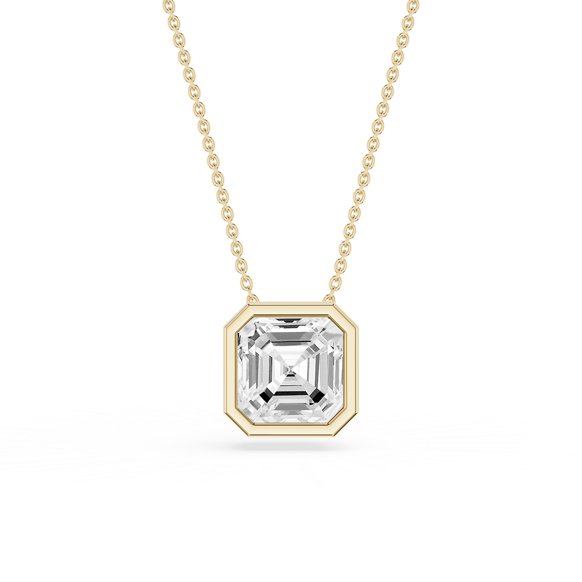 Princess Lab Grown Diamond Bezel Solitaire Slide Pendant - 16 to 18 Inches