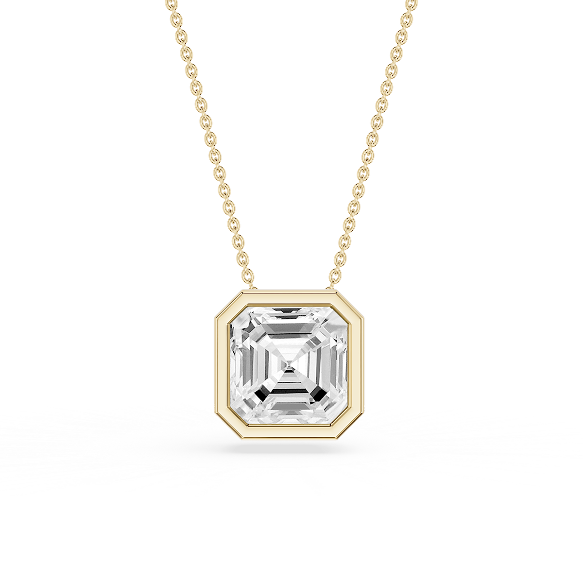 Princess Lab Grown Diamond Bezel Solitaire Slide Pendant - 16 to 18 Inches