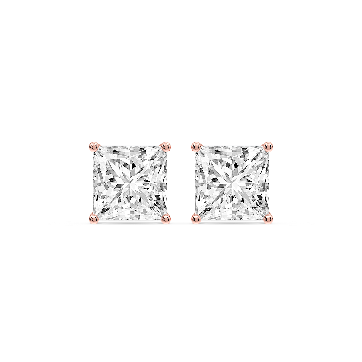 Princess Certified Lab Grown Diamond Classic Four Prong Guardian Back Stud Earrings