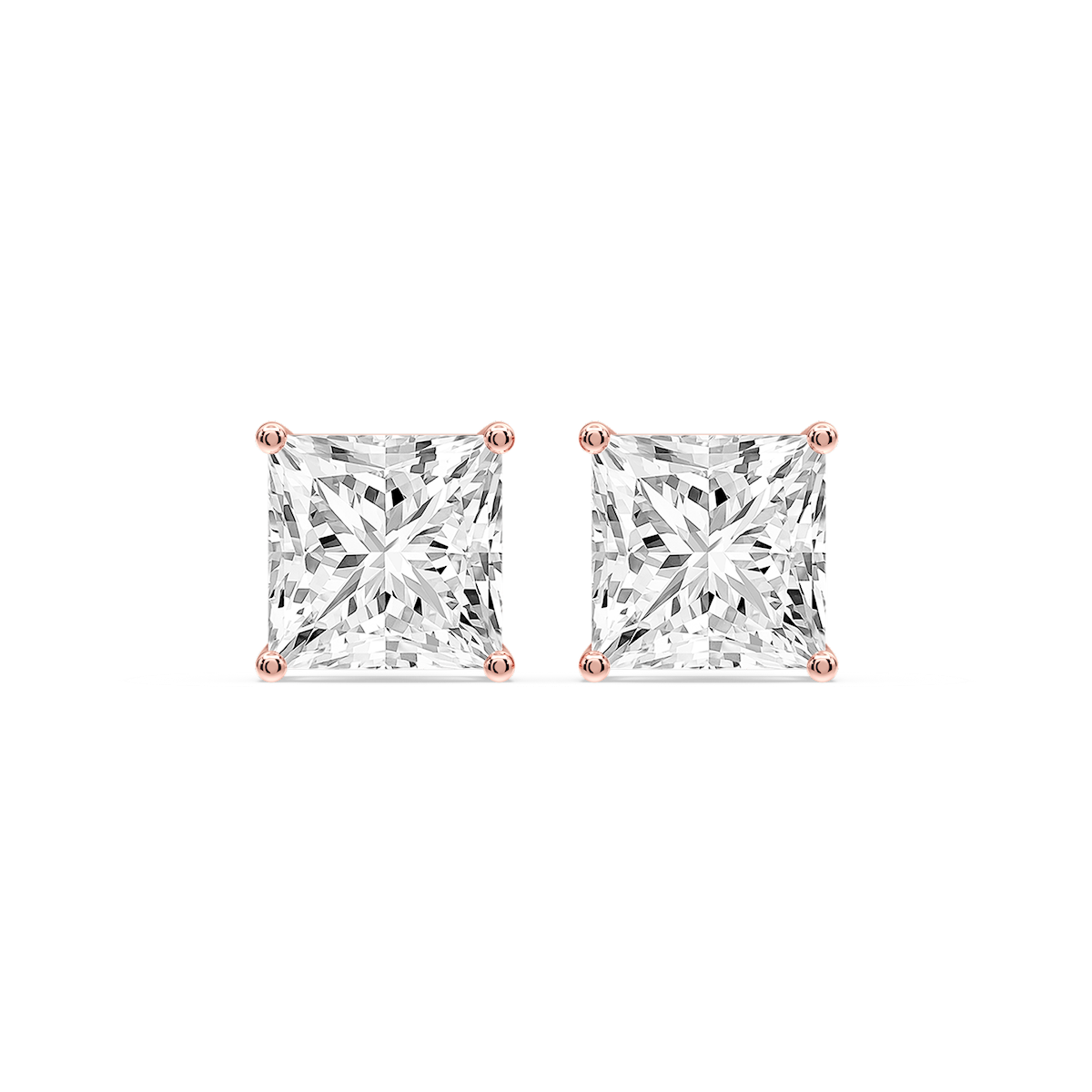 Princess Certified Lab Grown Diamond Classic Four Prong Guardian Back Stud Earrings