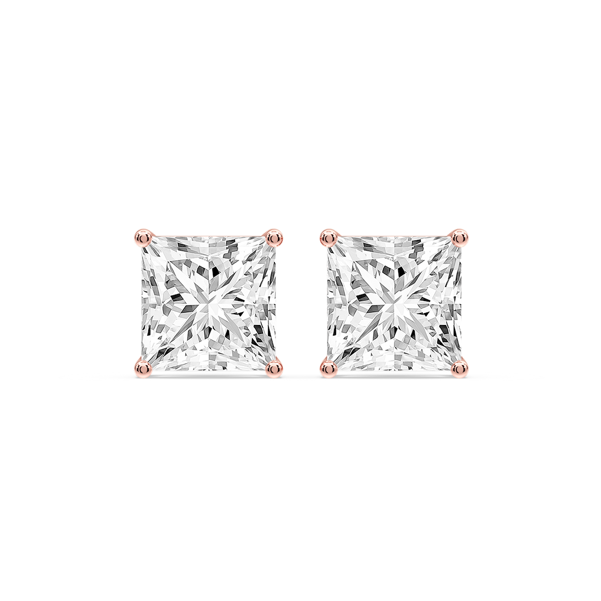 Princess Certified Lab Grown Diamond Classic Four Prong Guardian Back Stud Earrings