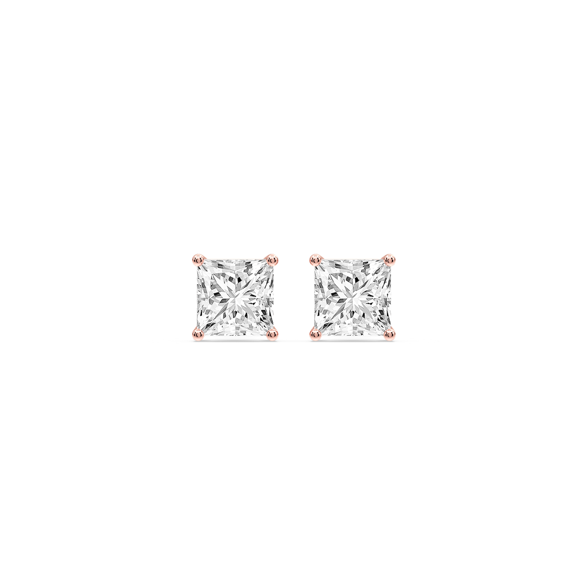 Princess Certified Lab Grown Diamond Classic Four Prong Guardian Back Stud Earrings