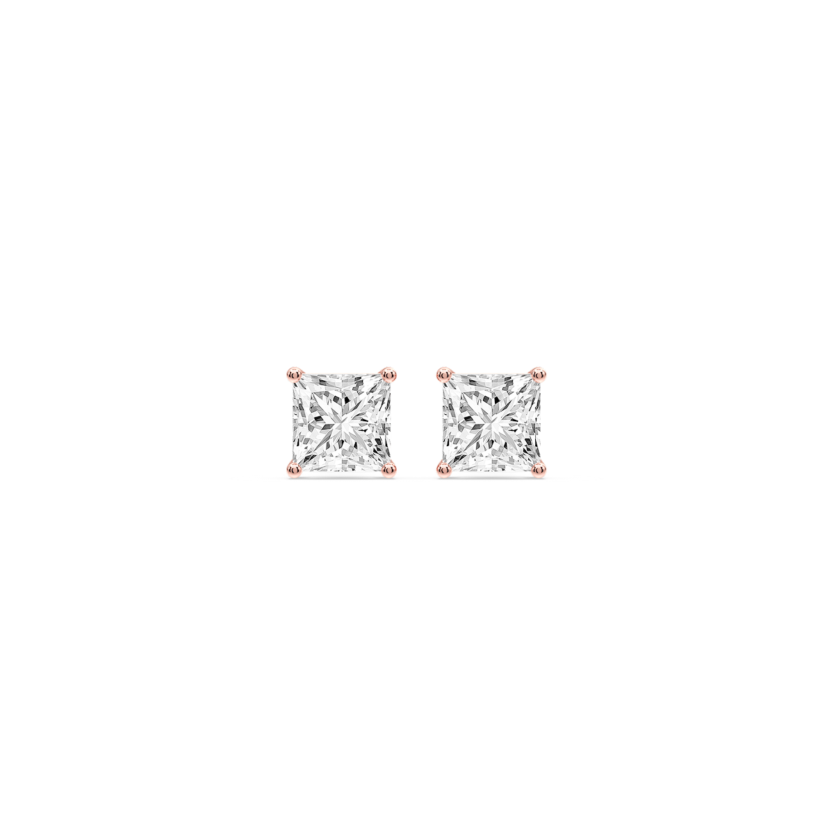 Princess Certified Lab Grown Diamond Classic Four Prong Guardian Back Stud Earrings