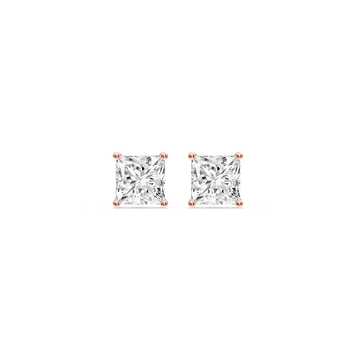 Princess Certified Lab Grown Diamond Classic Four Prong Guardian Back Stud Earrings
