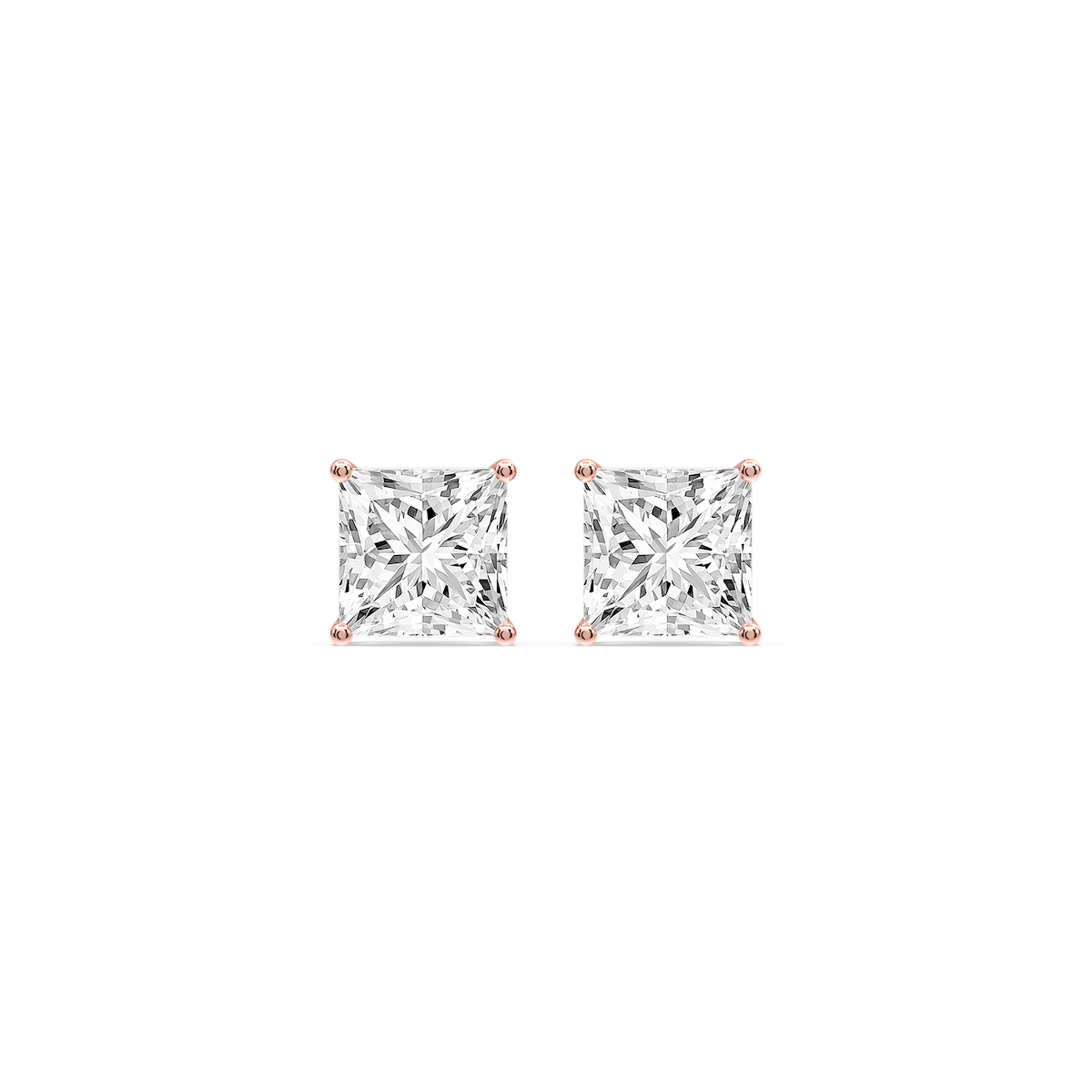 Princess Certified Lab Grown Diamond Classic Four Prong Guardian Back Stud Earrings