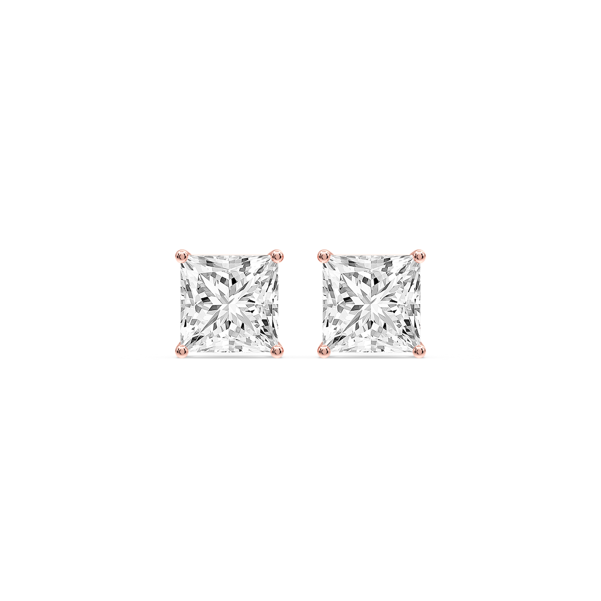 Princess Certified Lab Grown Diamond Classic Four Prong Guardian Back Stud Earrings