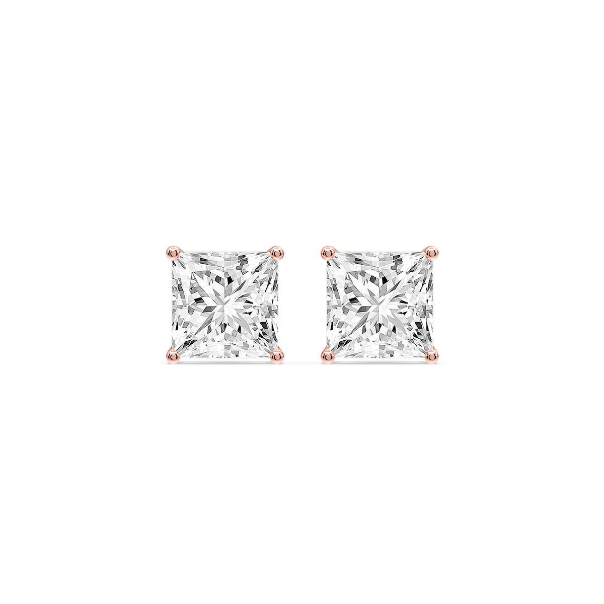 Princess Certified Lab Grown Diamond Classic Four Prong Guardian Back Stud Earrings