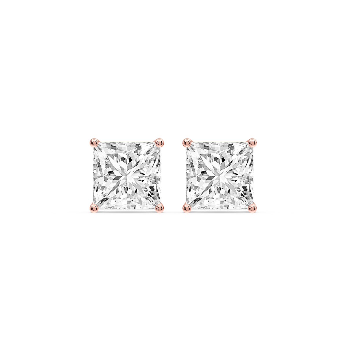 Princess Certified Lab Grown Diamond Classic Four Prong Guardian Back Stud Earrings