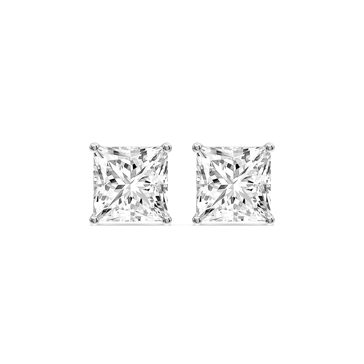 Princess Certified Lab Grown Diamond Classic Four Prong Guardian Back Stud Earrings