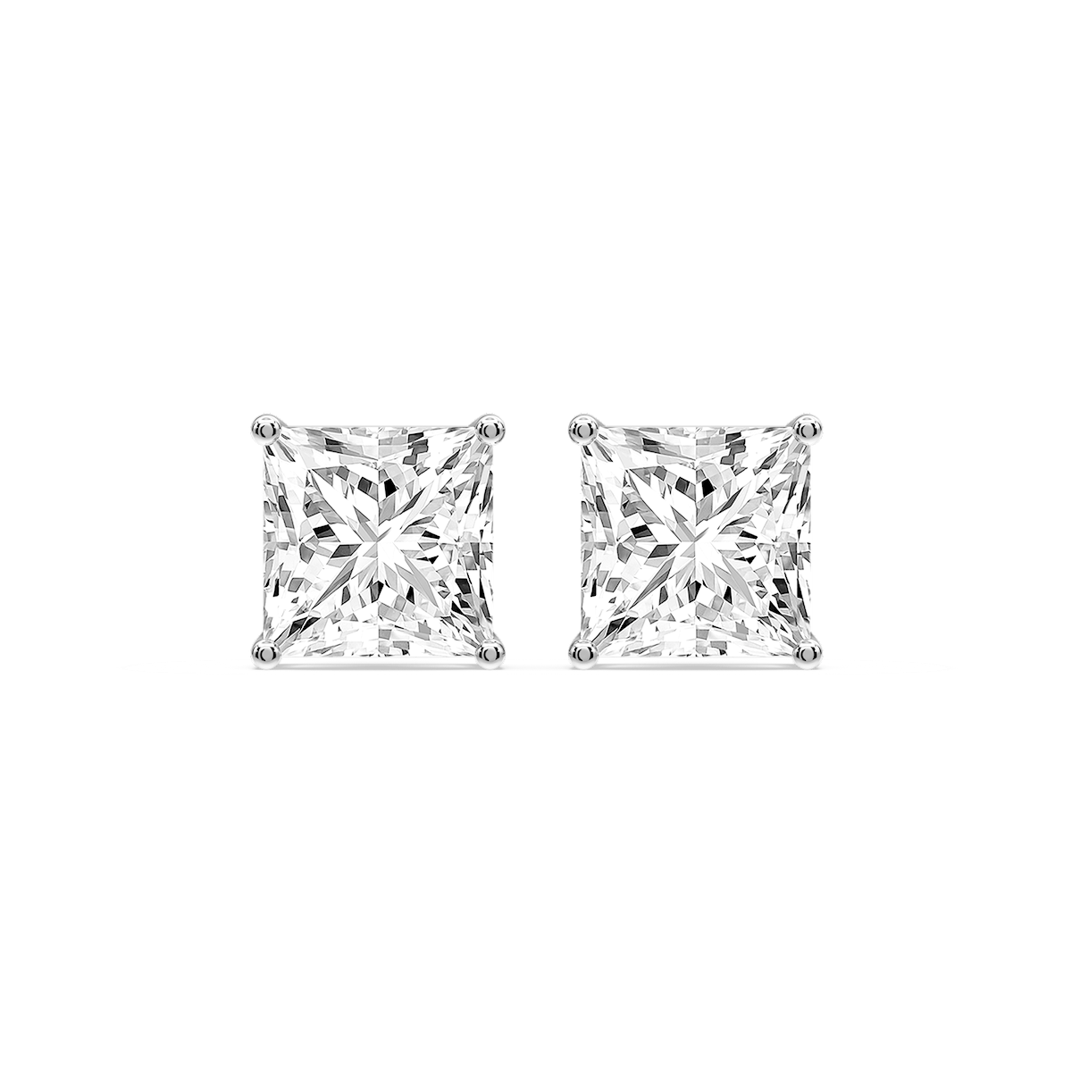 Princess Certified Lab Grown Diamond Classic Four Prong Guardian Back Stud Earrings