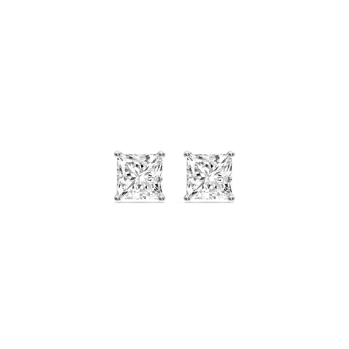Princess Certified Lab Grown Diamond Classic Four Prong Guardian Back Stud Earrings