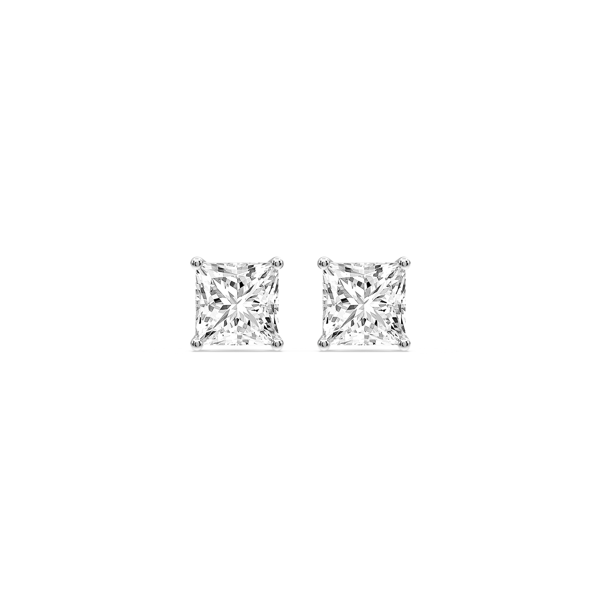 Princess Certified Lab Grown Diamond Classic Four Prong Guardian Back Stud Earrings