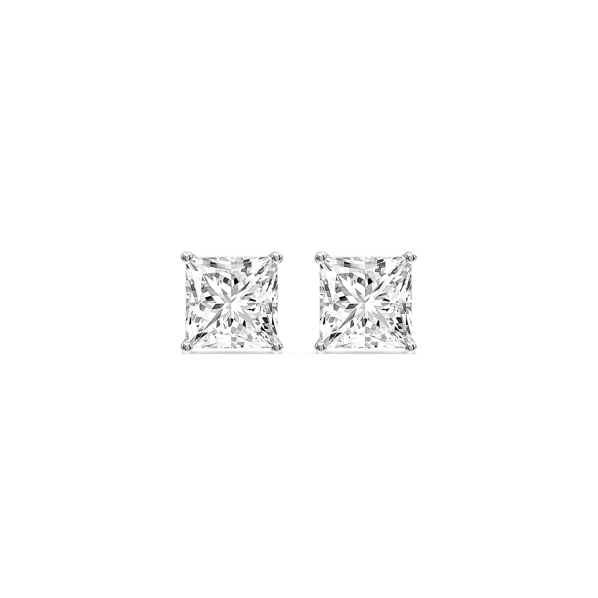 Princess Certified Lab Grown Diamond Classic Four Prong Guardian Back Stud Earrings