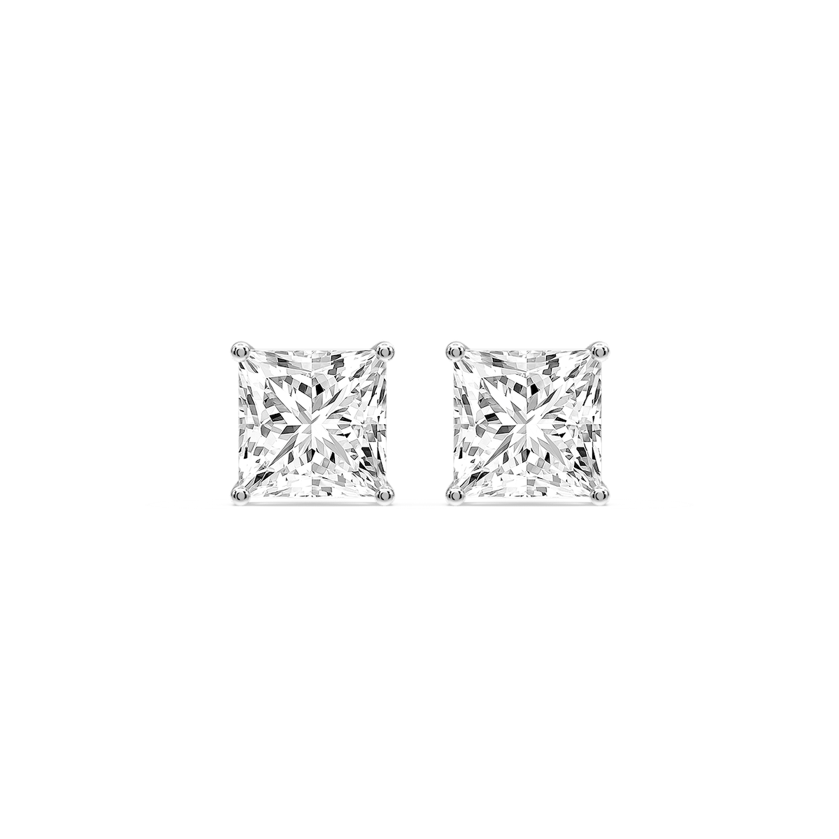 Princess Certified Lab Grown Diamond Classic Four Prong Guardian Back Stud Earrings