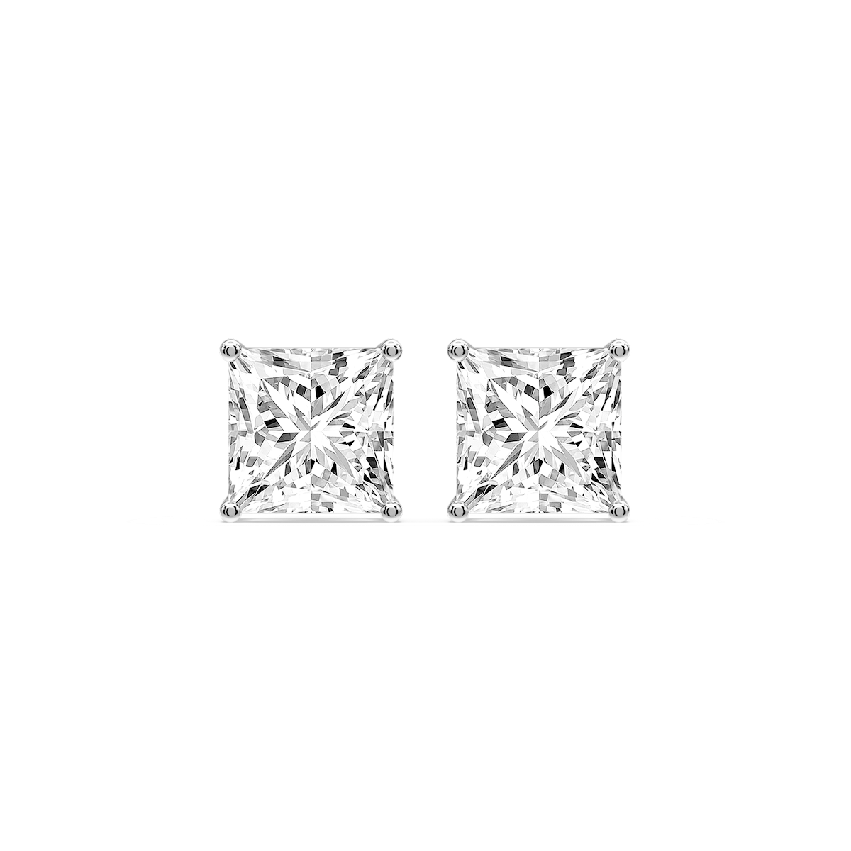 Princess Certified Lab Grown Diamond Classic Four Prong Guardian Back Stud Earrings