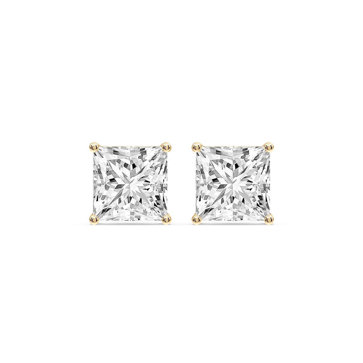 Princess Certified Lab Grown Diamond Classic Four Prong Guardian Back Stud Earrings