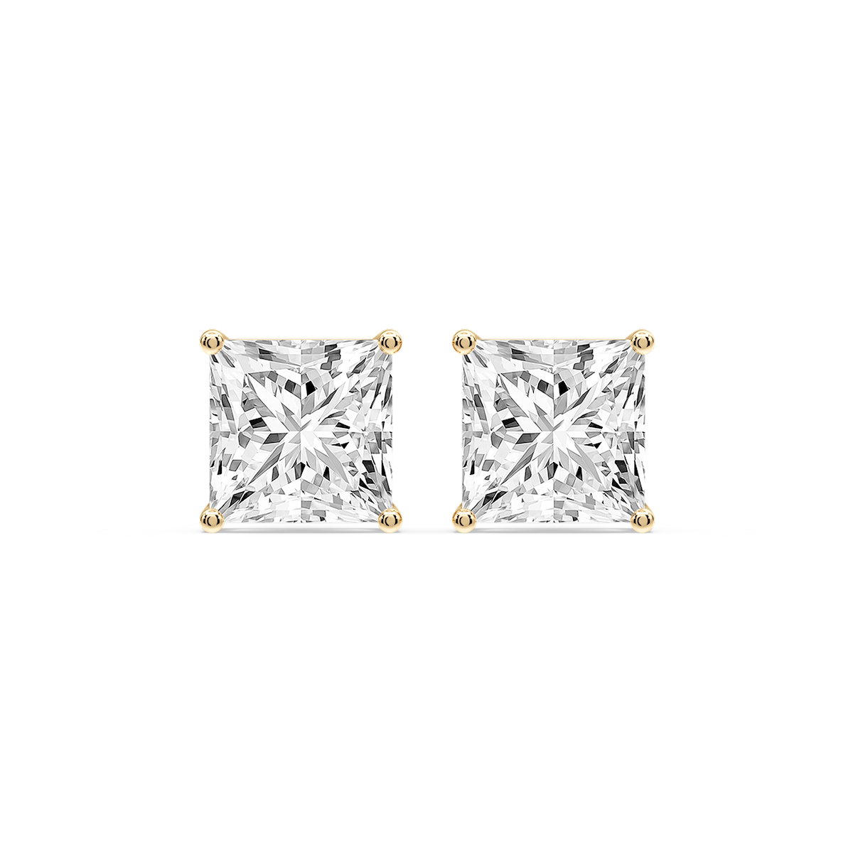 Princess Certified Lab Grown Diamond Classic Four Prong Guardian Back Stud Earrings