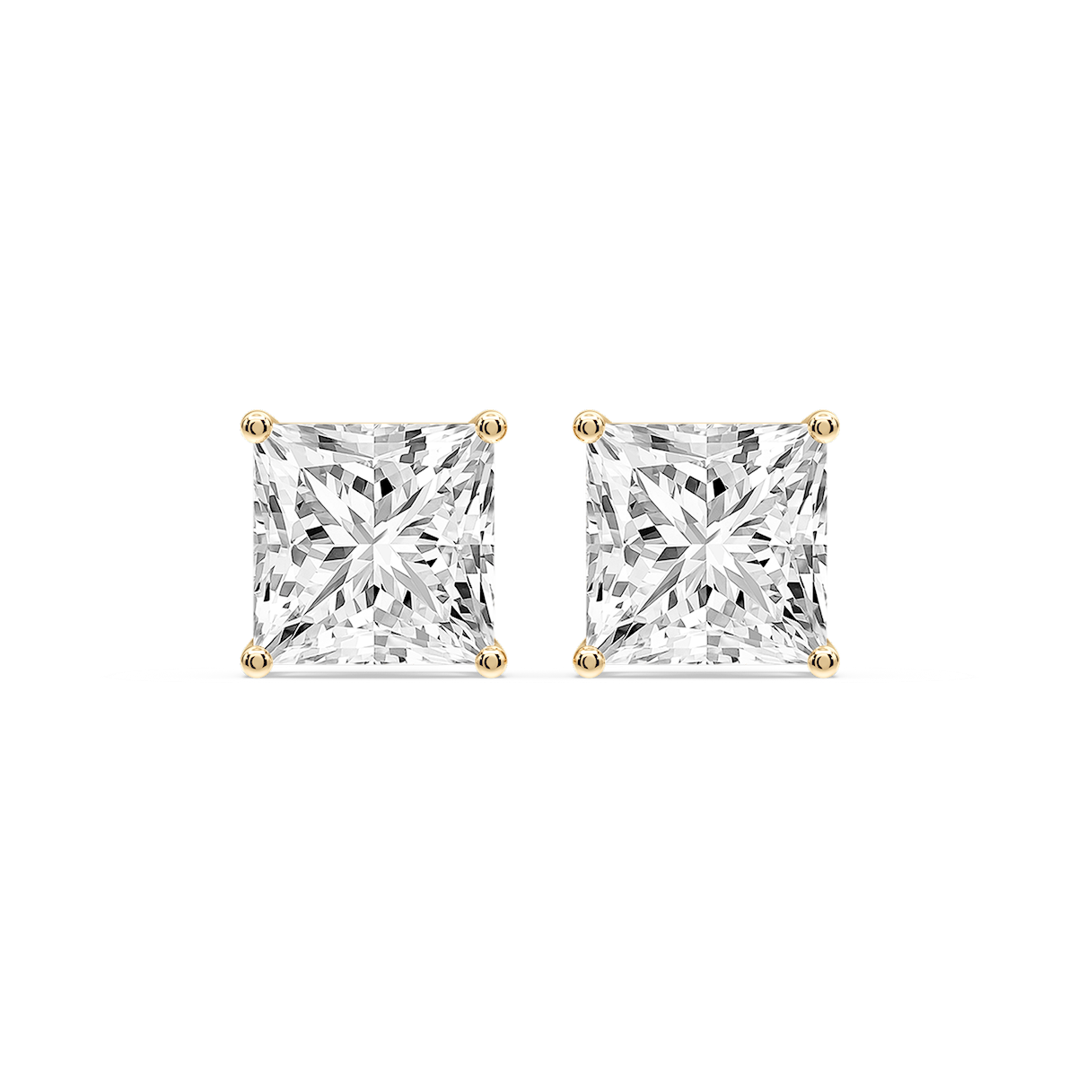 Princess Certified Lab Grown Diamond Classic Four Prong Guardian Back Stud Earrings