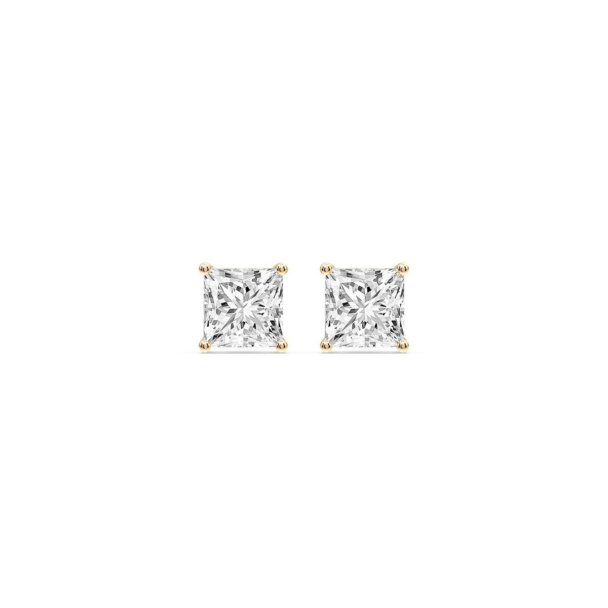 Princess Certified Lab Grown Diamond Classic Four Prong Guardian Back Stud Earrings