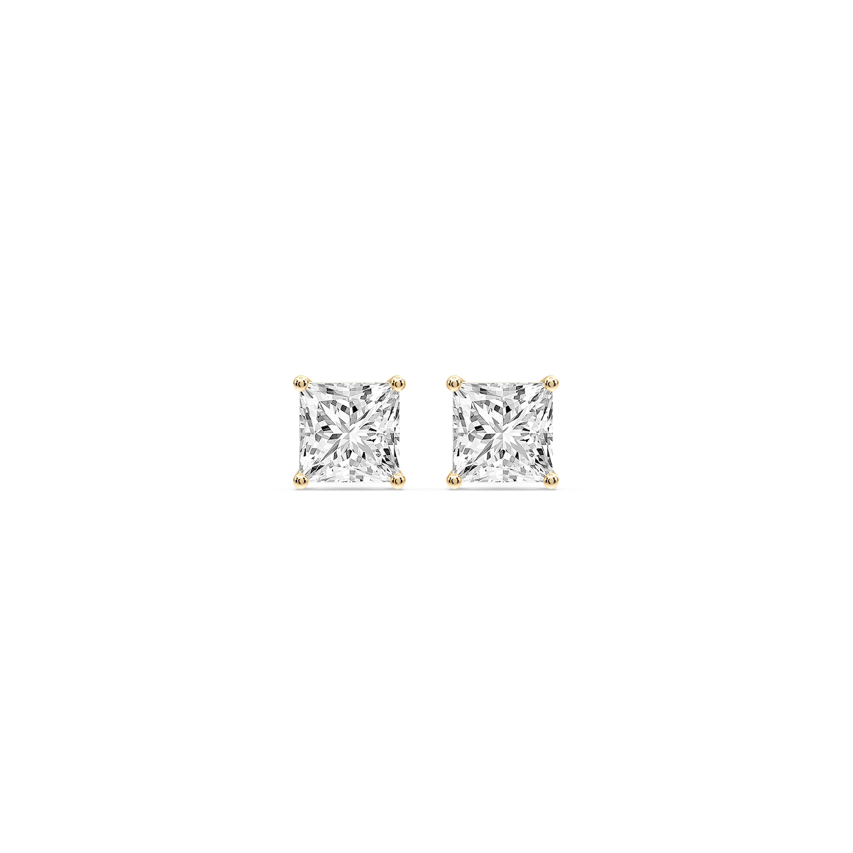 Princess Certified Lab Grown Diamond Classic Four Prong Guardian Back Stud Earrings