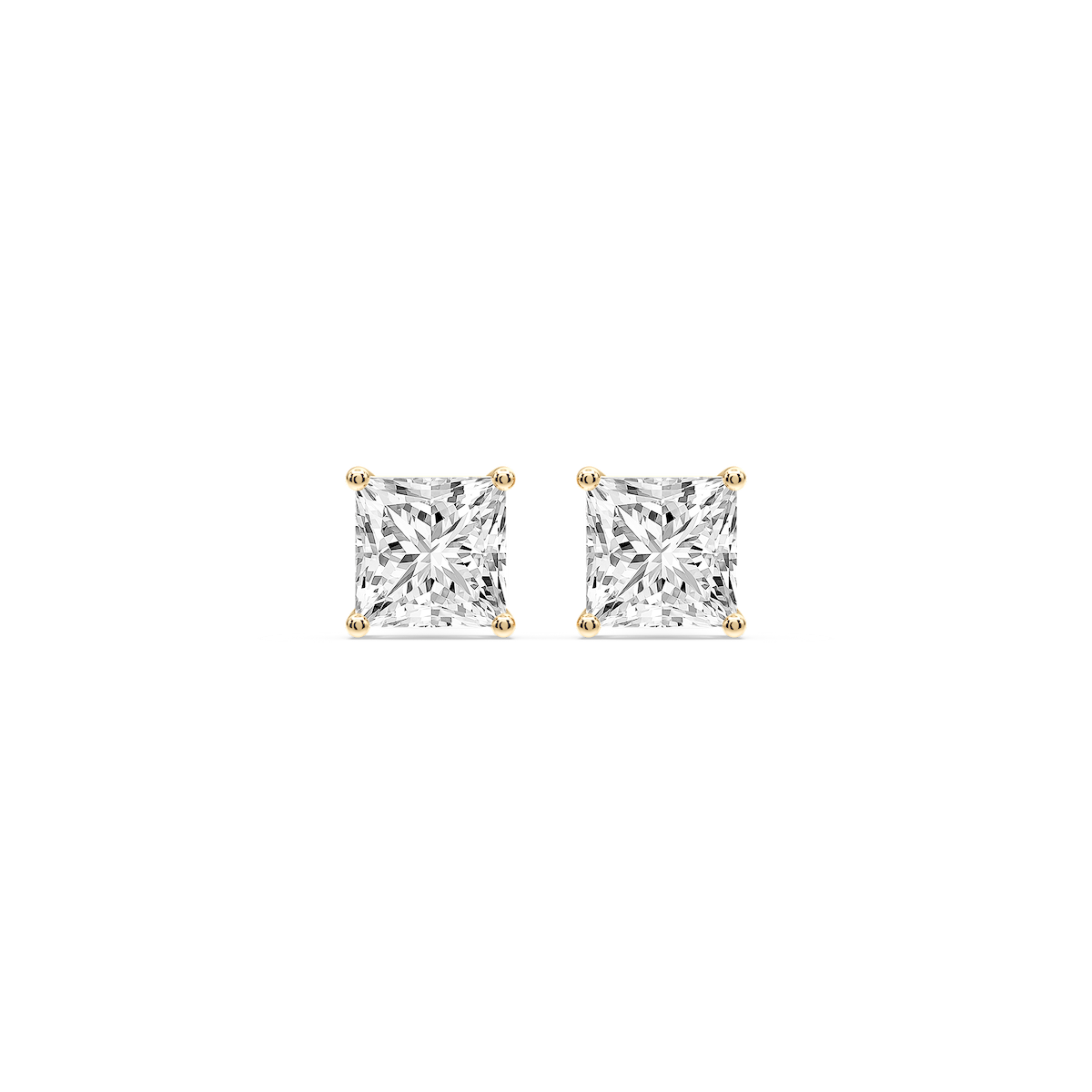 Princess Certified Lab Grown Diamond Classic Four Prong Guardian Back Stud Earrings