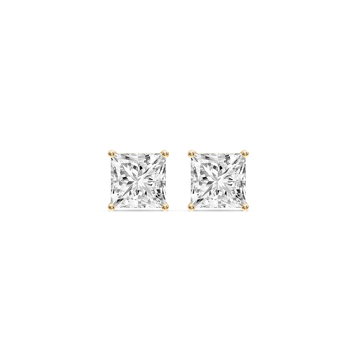 Princess Certified Lab Grown Diamond Classic Four Prong Guardian Back Stud Earrings