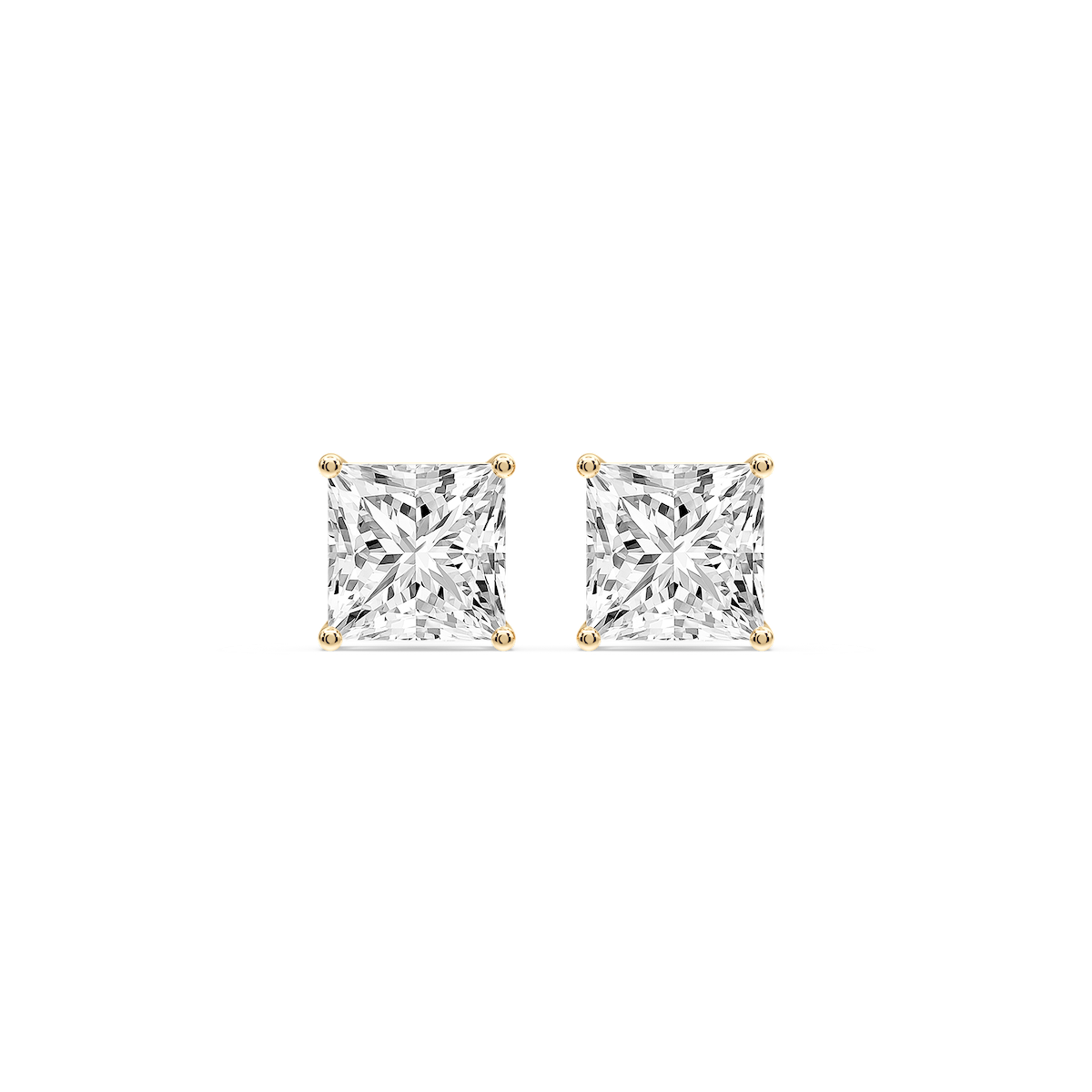 Princess Certified Lab Grown Diamond Classic Four Prong Guardian Back Stud Earrings