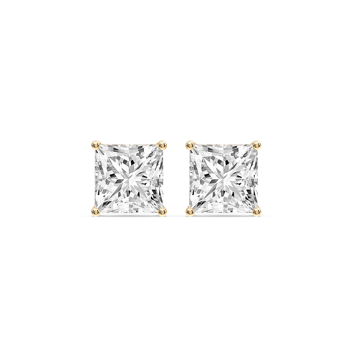 Princess Certified Lab Grown Diamond Classic Four Prong Guardian Back Stud Earrings