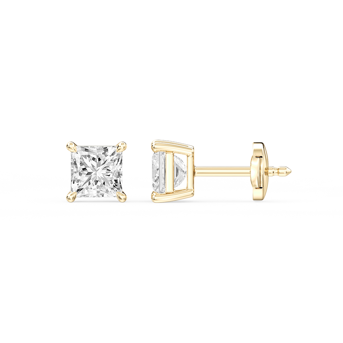 Princess Certified Lab Grown Diamond Claw Prong Guardian Back Stud Earrings