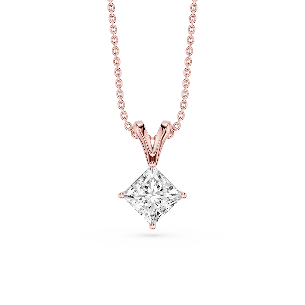 Princess Lab Grown Diamond Double Bail Pendant - 16 to 18 Inches