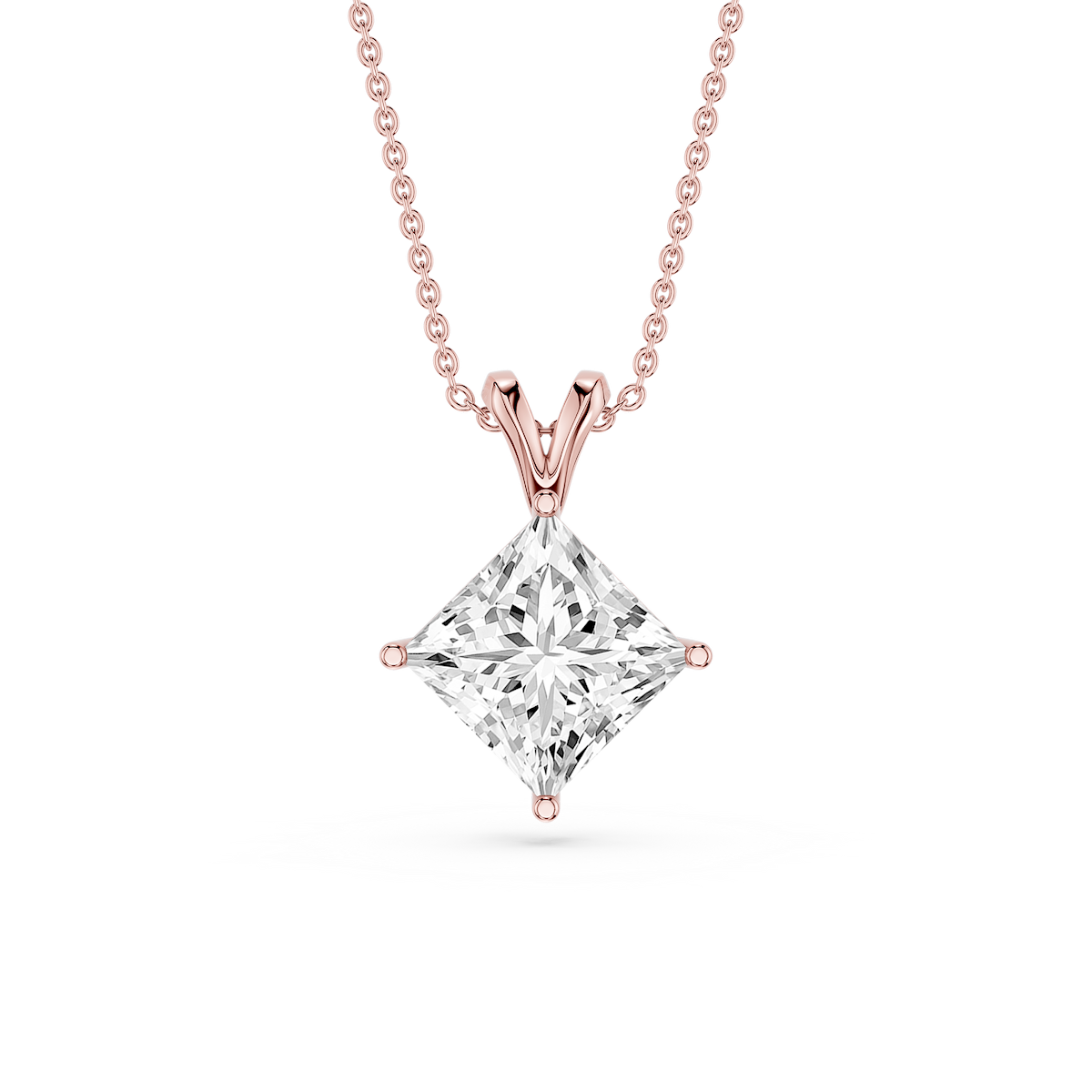 Princess Lab Grown Diamond Double Bail Pendant - 16 to 18 Inches