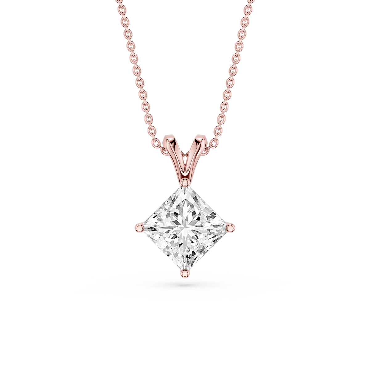 Princess Lab Grown Diamond Double Bail Pendant - 16 to 18 Inches