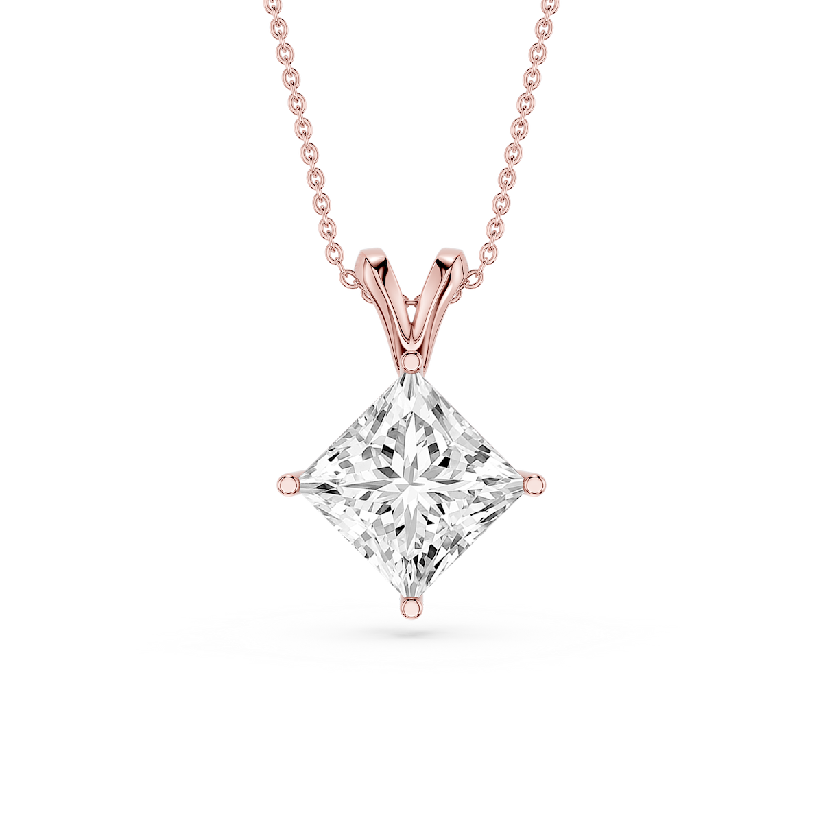 Princess Lab Grown Diamond Double Bail Pendant - 16 to 18 Inches