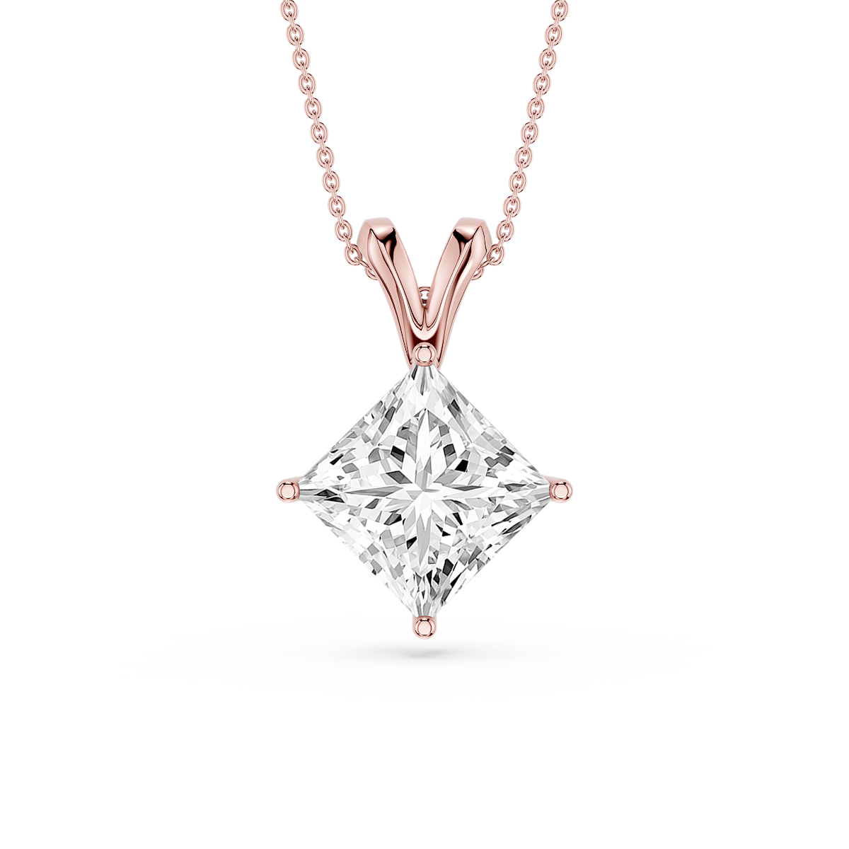 Princess Lab Grown Diamond Double Bail Pendant - 16 to 18 Inches