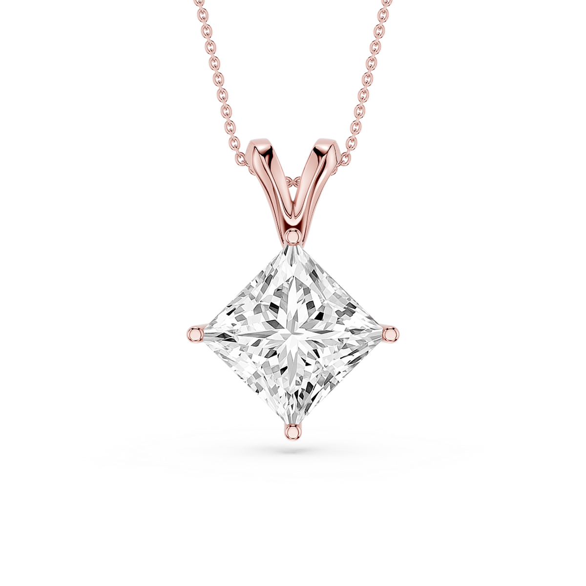 Princess Lab Grown Diamond Double Bail Pendant - 16 to 18 Inches
